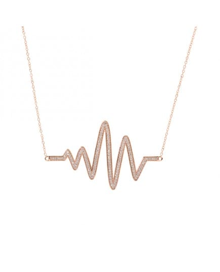 Sterling-Silver--Rose-Gold-plated-heartbeat-1ct-Cubic-Zirconia-necklace